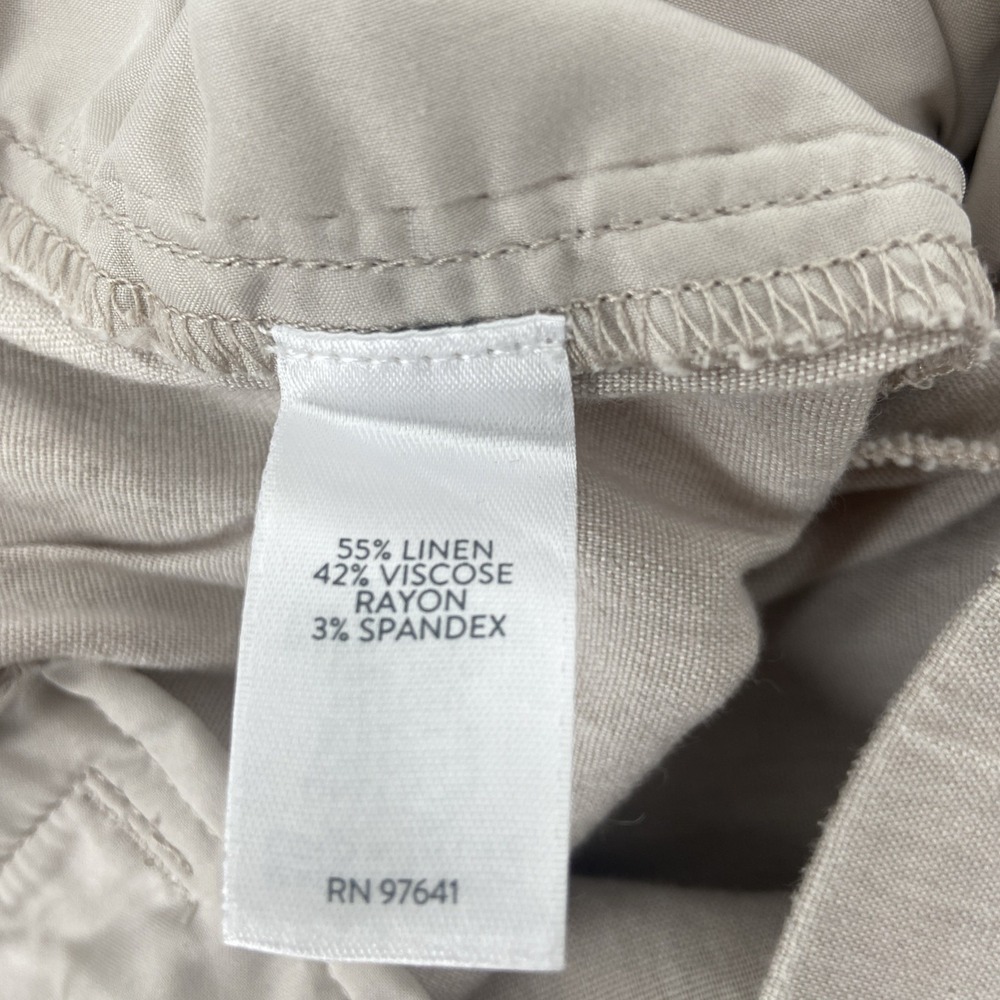 J. Jill Pants Women's‎ Medium Beige Love Linen Stretch Cropped Straight Leg - Picture 6 of 6